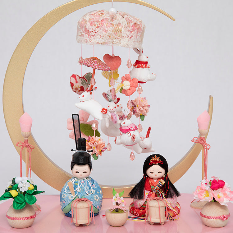 ここひめ 木目込み親王飾り 吊るし飾り付き w13161