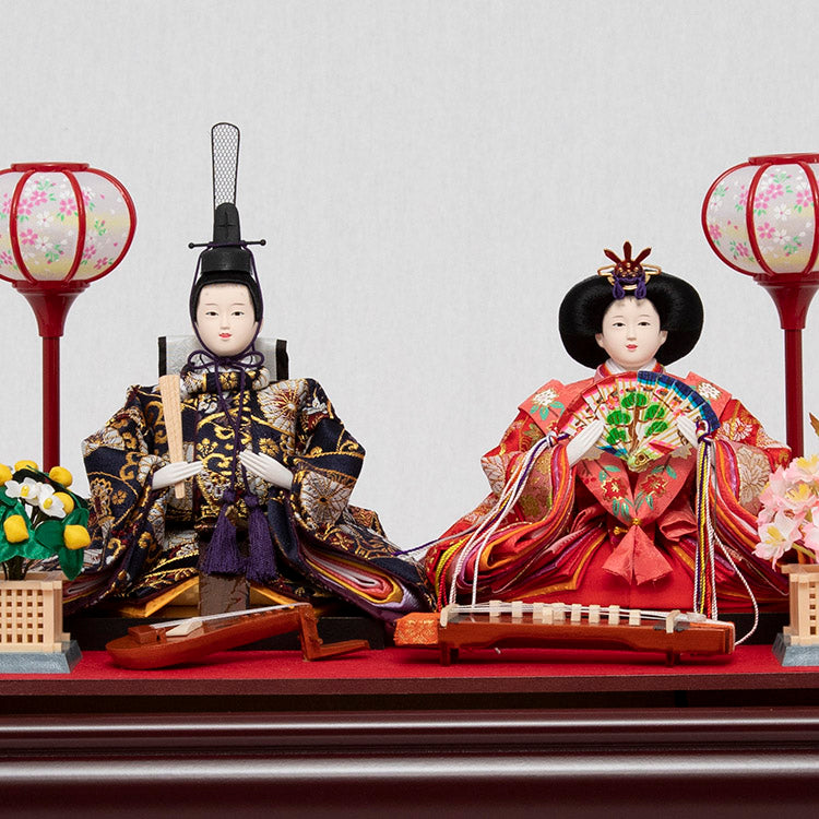 琵琶と琴 親王ケース飾り w13185