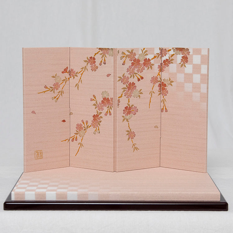 夢羽雛ましろ　ちりめん雛　平飾り(桜ぱねる・桃)