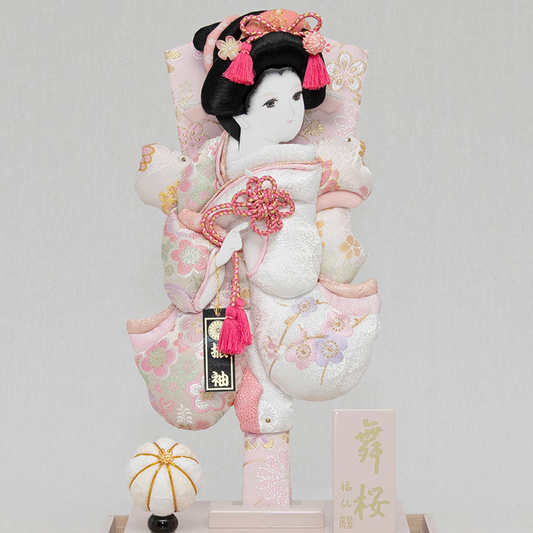 羽子板ケース飾り　舞桜・白雪（グレージュ）　W-31080