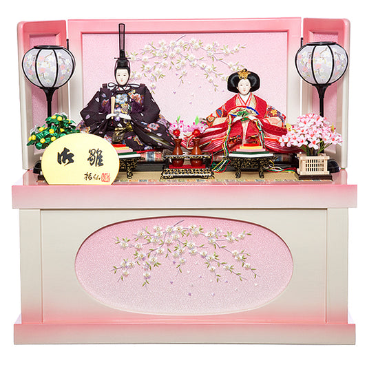 白桃色刺繍桜Y 親王収納飾り w63145